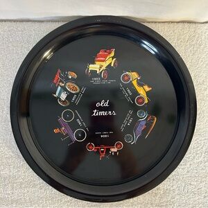 Vintage Old Timers Antique Classic Cars Round Metal Beverage Serving Tray 11"